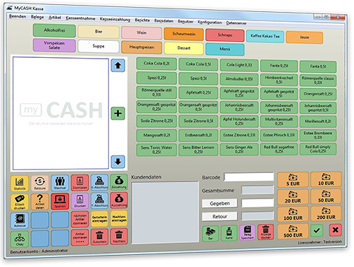 myCash - die Registrierkasse mit integrierter Warenwirtschaft!